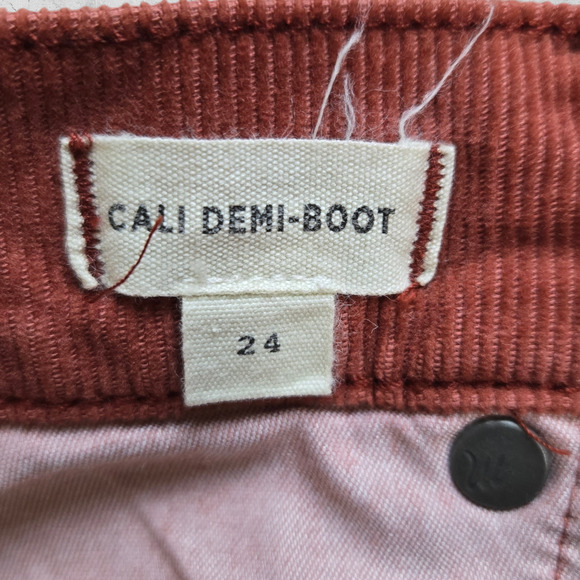 Madewell Terracotta Corduroy Cropped Cali Demi Boot Cut Flare Jeans Size 24 - Picture 6 of 10